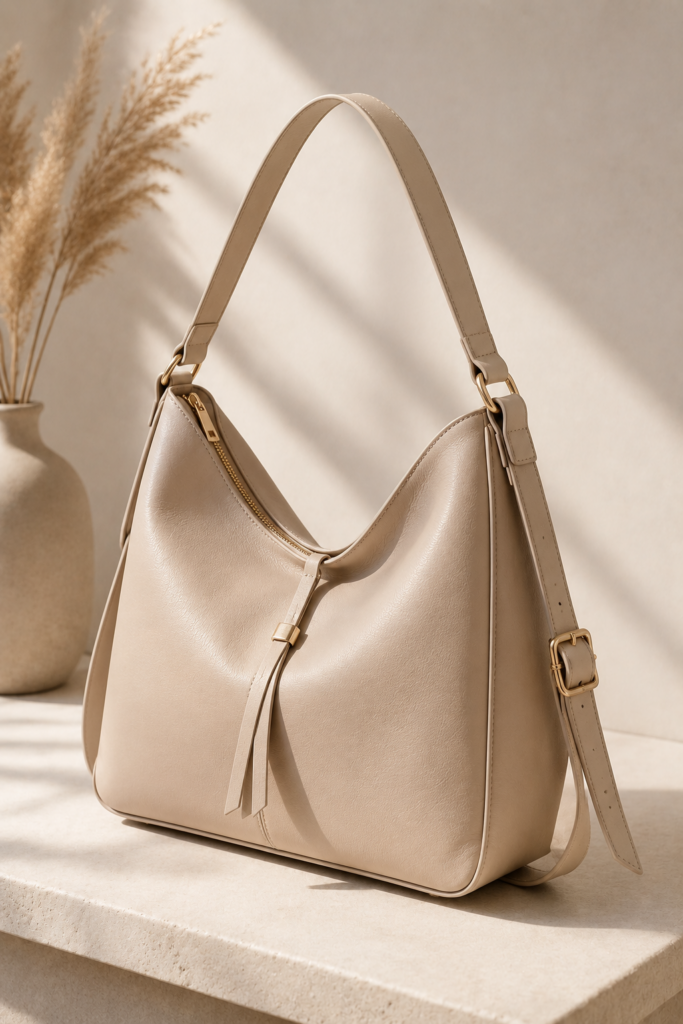 Beige Hobo Handbag