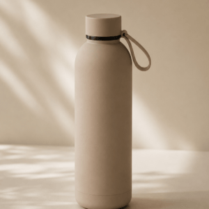 Beige Water Bottle With Strap