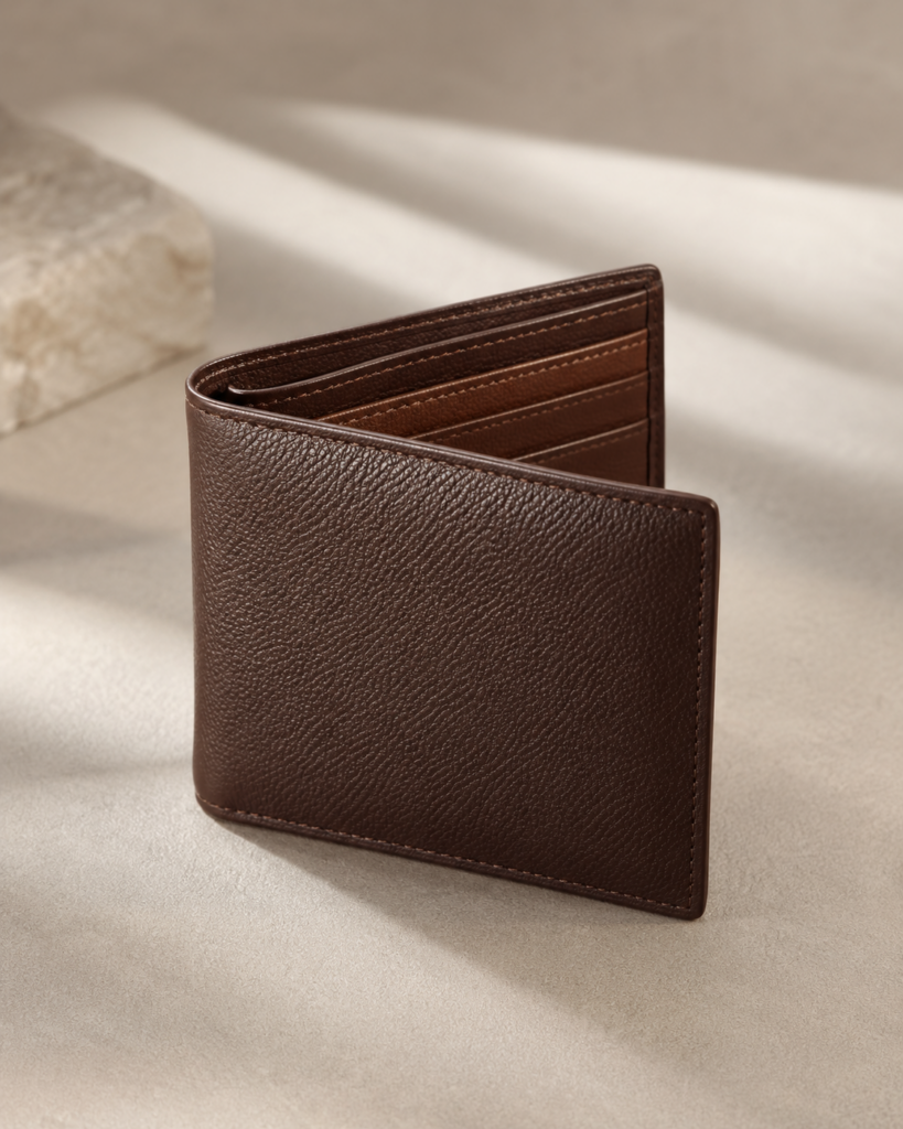 Brown Leather Wallet Light Background