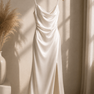 Ivory Satin Dress On Hanger