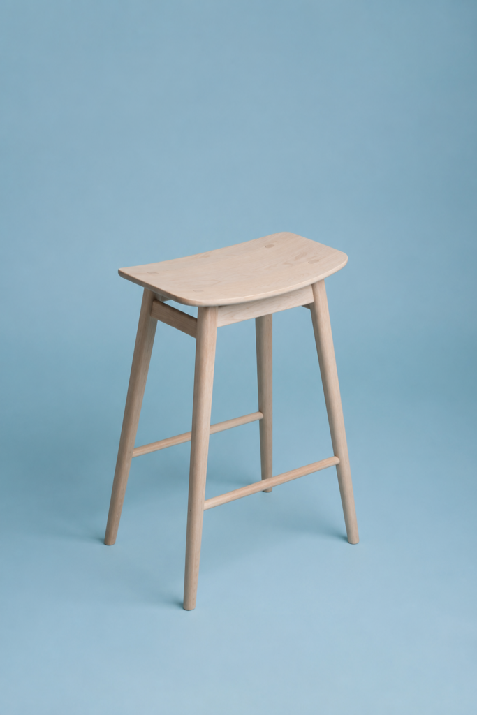 Light Wood Stool Curved Seat