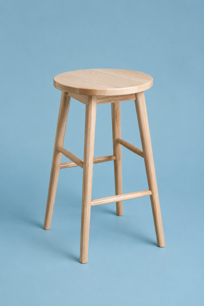 Light Wood Stool Round Seat