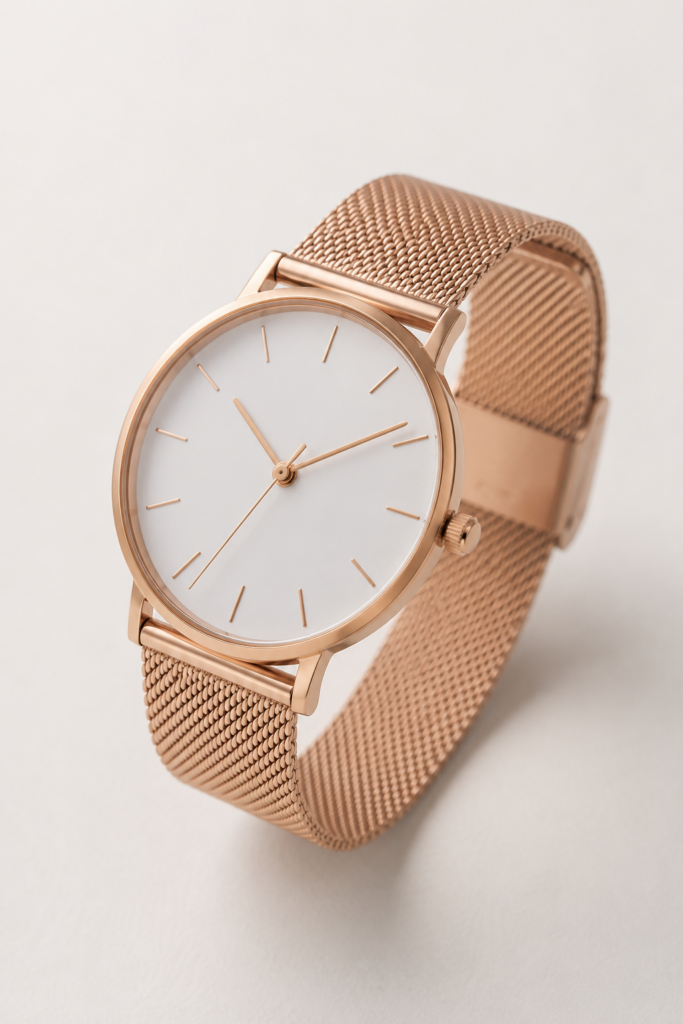 Rose Gold Mesh Wristwatch